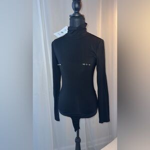 Akira Black Long Sleeve Turtleneck Bodysuit
